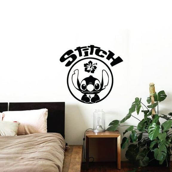 Stitch Logo Flower Lilo and Stitch Disney Cartoon Wall Sticker Art Decal for Boys Girls Room Bedroom Kindergarten Nursery House Fun Home Decors Stickers Wall Art Vinyl Decoration Size (10x10 inch)
