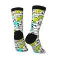 thumbnail image 3 of Goofa Funny Dinosaurs on Stripes Printed Men's Crew Socks, Soft Durable Breathable Moisture-Wicking with Odor Control Cotton socks, 3 of 9