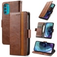 thumbnail image 1 of Case for Motorola Moto G71 Cover Leather Wallet Folio Case Book Design Flip Magnetic Closure - Brown, 1 of 5