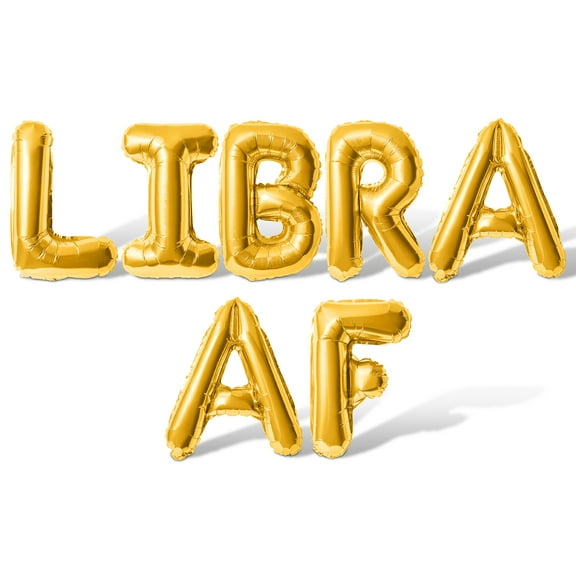 Letter Balloons - LIBRA AF 16" Inch Alphabet Letters Foil Mylar Balloon Libra Birthday Party Banner (Gold)