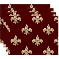 Simply Daisy 18" x 14" Fleur de Lis Ikat Print Placemats, Set of 4
