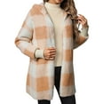 thumbnail image 2 of Letdown Womens Checkered Sherpa Jacket Plaid Long Sleeve Hoodies Coats Gingham Outwear with Pockets Loose Fit Winter warm Coat (Orange,XL), 2 of 7