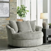 Signature Design by Ashley Lindyn Oversized Swivel Fabric Accent Chair in Gray
