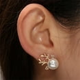 thumbnail image 2 of Earrings Christmas Pearl Deer Earrings for Women Unique Holiday Jewelry Fashionable Statement Accessories, 2 of 7