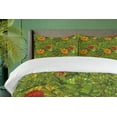 thumbnail image 4 of Ambesonne Floral Duvet Cover Sets, Fractal Retro Jungle Art, 2-Queen, Olive Green Vermilion, 4 of 7