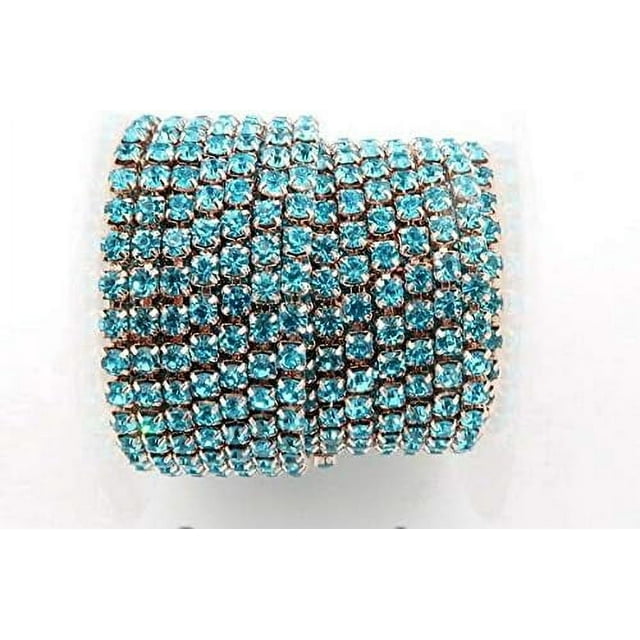 HUGFEGWE 5Yard High Density 4mm Rhinestone Cup Chain Sew On Glue On DIY Trimming-Crystal Rhinestones for Crafts-Rhinestones for Sewing-Rhinestone Close Chain-Rhinestone Chain for Jewelry Making