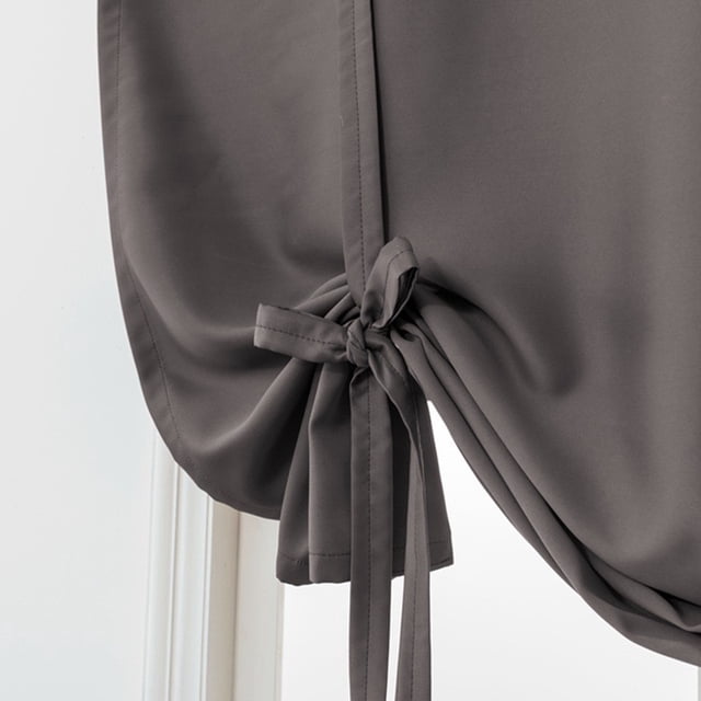 Xiao Hua Cortina corta con cordones de color sólido que bloquea la luz, de 1 pieza, adecuada para ventanas pequeñas en cocinas, cafés y baños, estilo poste, gris oscuro, 55.12 * 55.12 pulgadas