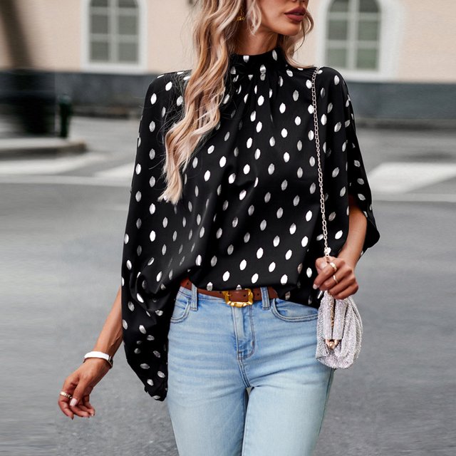 Blusa Mangas Largas Camisetas informales elegantes con manga de murciélago para mujer, camisetas de moda para ir al trabajo Ygjytge Negro T M para Mujer