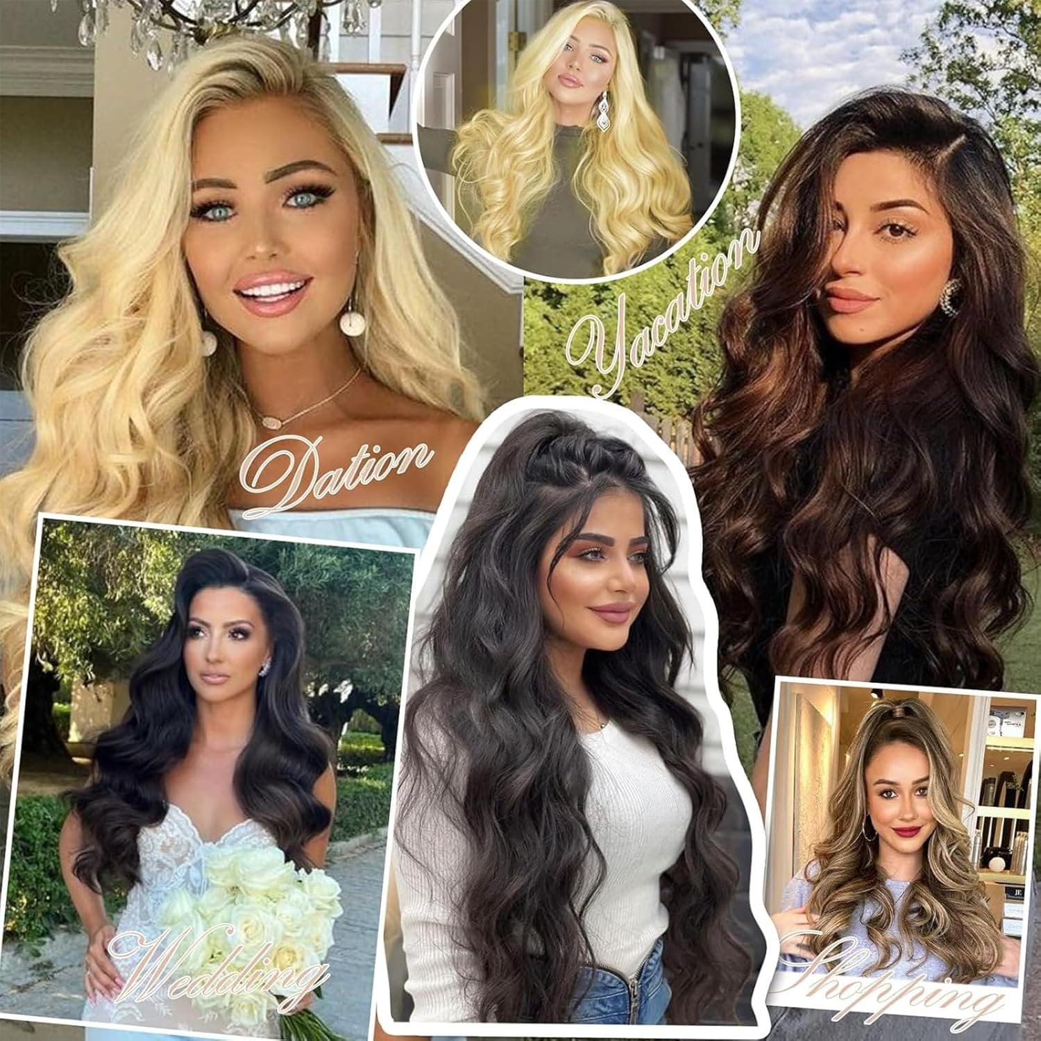 Half Wig Long Wavy Reddish Brown Wig 3/4 Full  Curly Half Wigs Clips in  Synthetic Hair Extensions Hairpieces for Women Quick Weave Self Styled in 60 Seconds Half Wigs