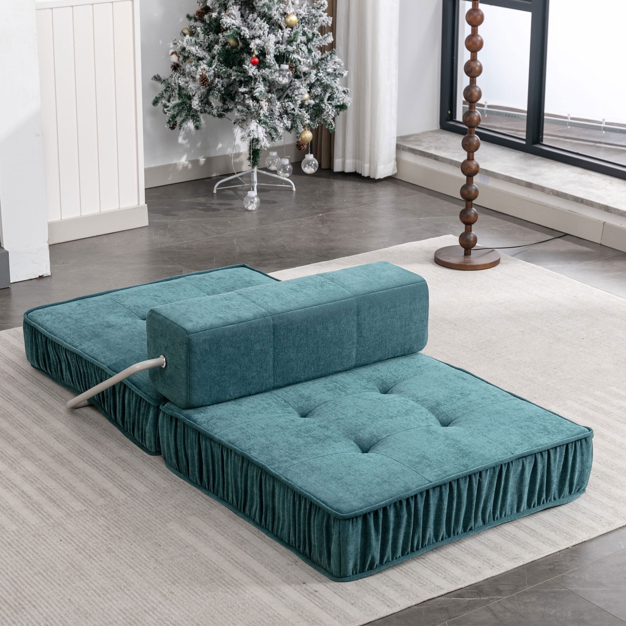 MAYEERTY Modular Convertible Futon Sleeper Chair, 2-in-1 Chenille Folding Sofa Bed with Removable Back Cushion, for Small Apartment Living Room Guest Room Home Office