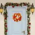 thumbnail image 6 of Simzone 20" Autumn Wreath Fall Wreath Artificial Thanksgiving Decorations Halloween Front Door Wreath Harvest Farmhouse Wreath with Maple Leaf Pumpkins Pinecones Berries 布/树藤 感恩节南瓜花环 20, 6 of 7