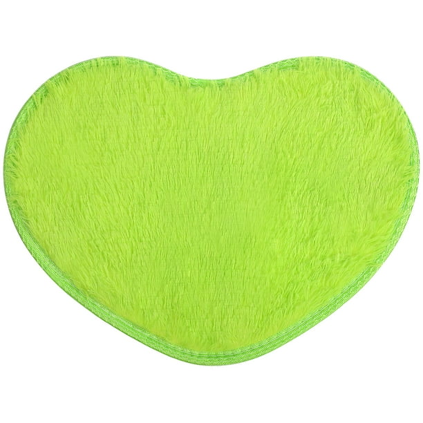 Alfombra de suelo esponjosa con forma de corazón, alfombras antideslizantes para dormitorio, comedor, 30x40cm (verde)