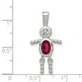 thumbnail image 3 of 925 Sterling Silver Polished Cubic Zirconia and July Glass Pendant Necklace 30x15mm Wide Pendant for Women, 3 of 3