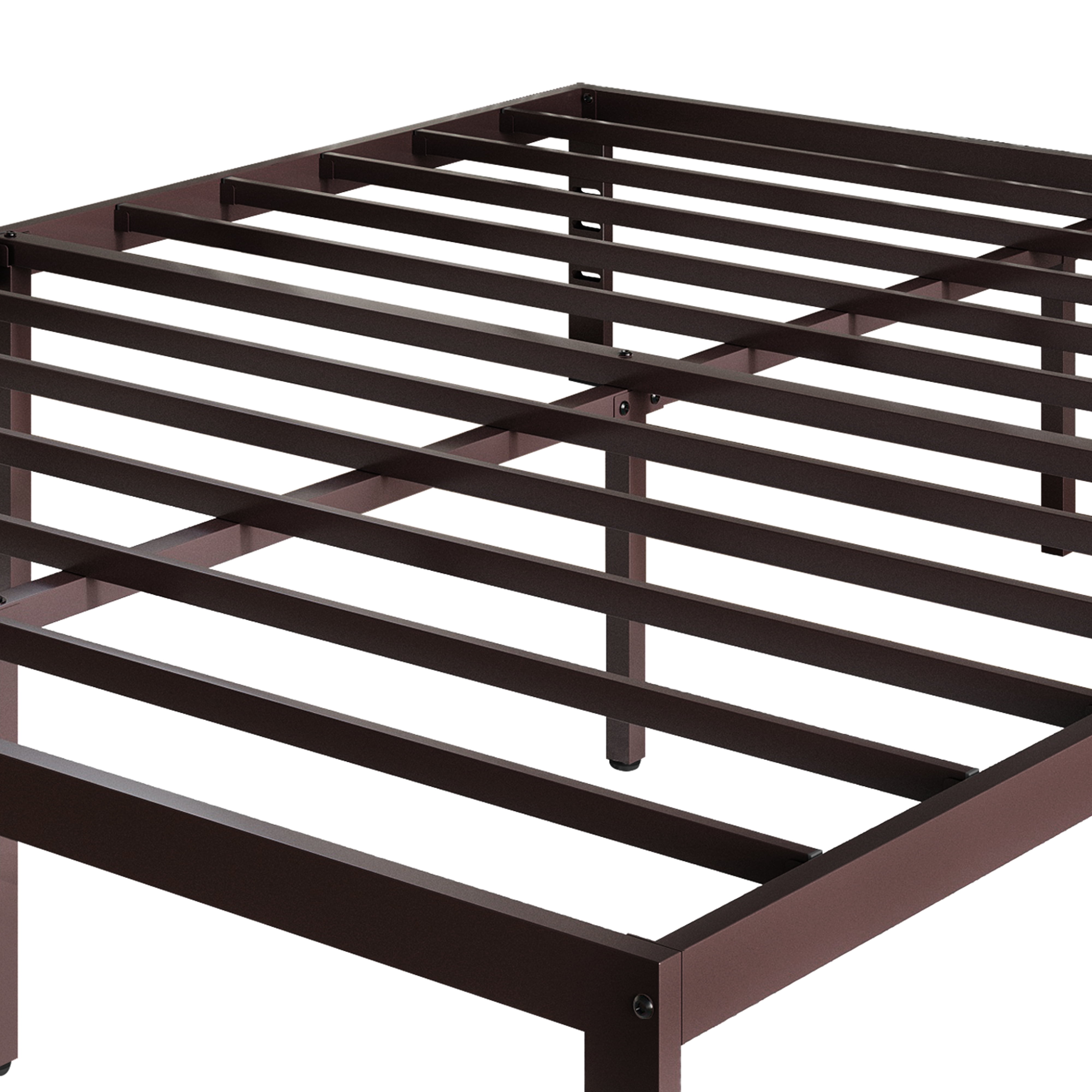 Castle Place Minimalist Metal Platform Bed Twin, Brown