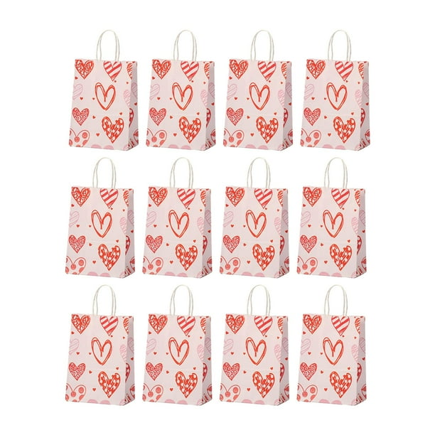 12 bolsas para regalos de fiesta, bolsa de golosinas decorativas con forma de corazón, bolsas de regalo para el día de San Valentín, bolsa de papel de , Rosa mayimx Bolso del día de San Valentín
