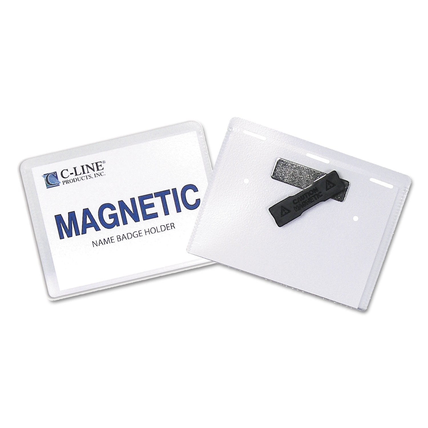 C-Line Magnetic Style Name Badge Holder Kit, Sealed Holders with Inserts, 4" x 3", Box of 20