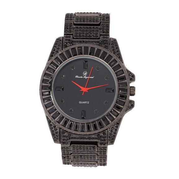Baguette Cut Diamond Crystal Bling'ed Out Mens Watch - No Reasonable Doubt This is The Timepiece to Flaunt The Wealth - ST10372 (Gun Metal Black FSBA)
