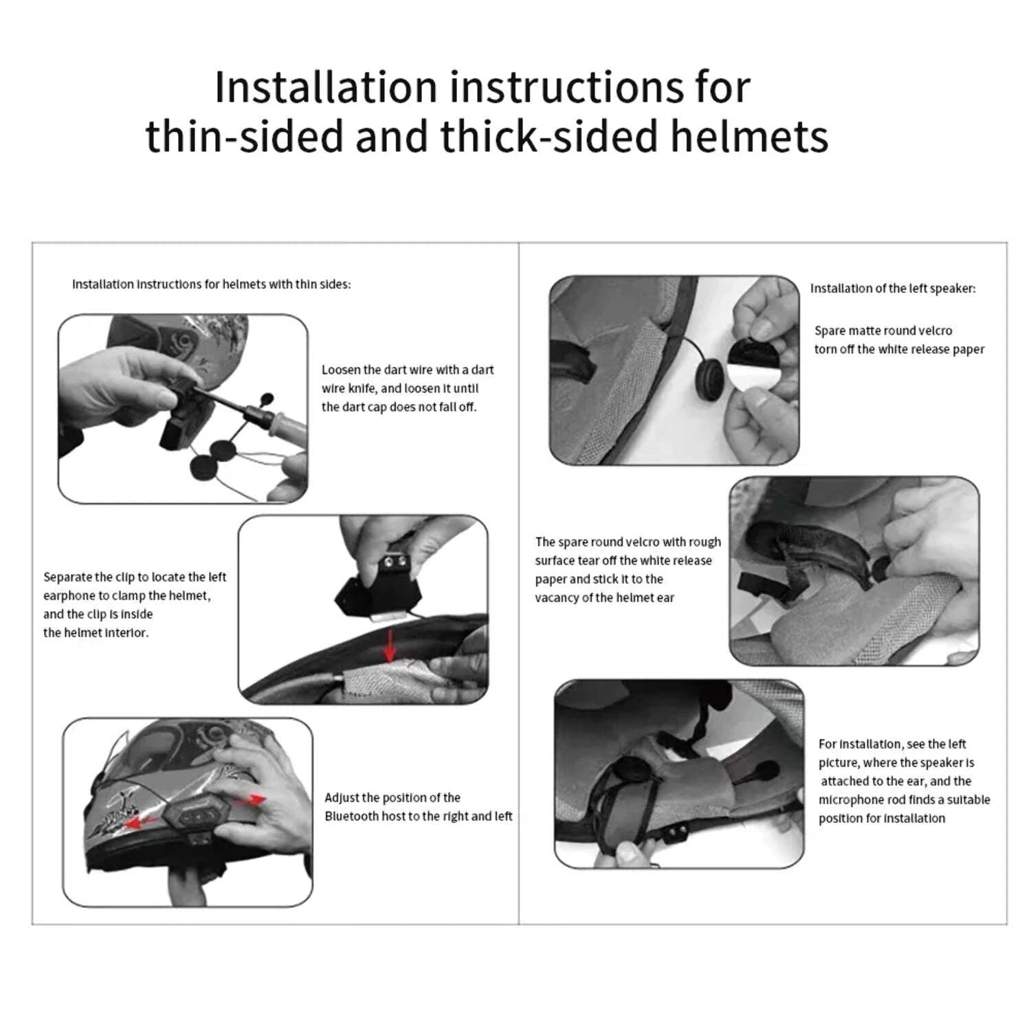 Motorcycle Helmet Bluetooth Headset Wireless Hands-Free Speaker Headphone