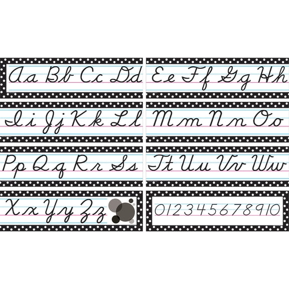 Teacher Created Resources Black Polka Dots Cursive Mini Bulletin Board Set