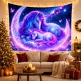 thumbnail image 3 of Unicorn Mother And Foal On Crescent Moon Dreamy Fantasy Style for Unicorn Lovers Celestial Wall Decor Birthday Gift Tapestry Wall Hanging for Bedroom, Nursery and Dorm, 3 of 7