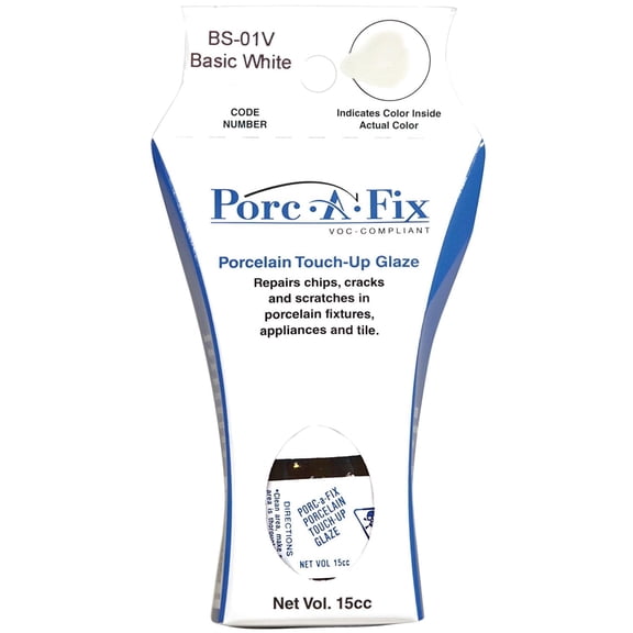 Porc-A-Fix Porcelain Touch-Up Repair Glaze Paint Kit, Basic White VOC Compliant, BS-1V (Matches Generic Bright)