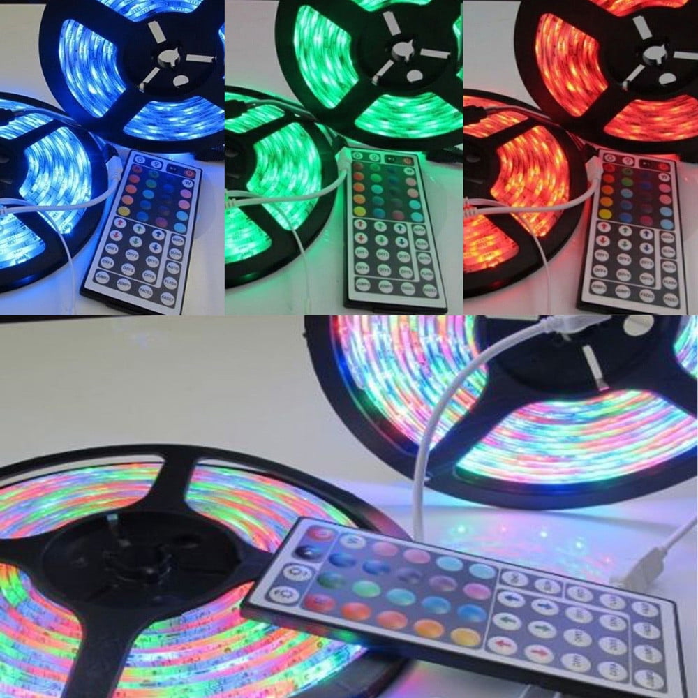2*5M SMD 3528 RGB 600LEDs Light Strip Multi-Color TV Backlight 44Key Controller