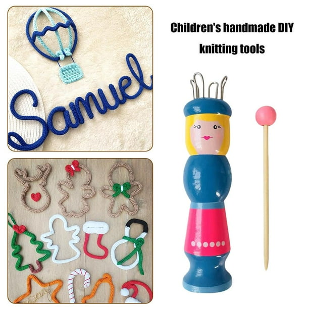 Cuadros Decorativos Muñeca de madera Cuerda Tejer Costura Telar Trenzado Fabricante Hilo Lana (B)