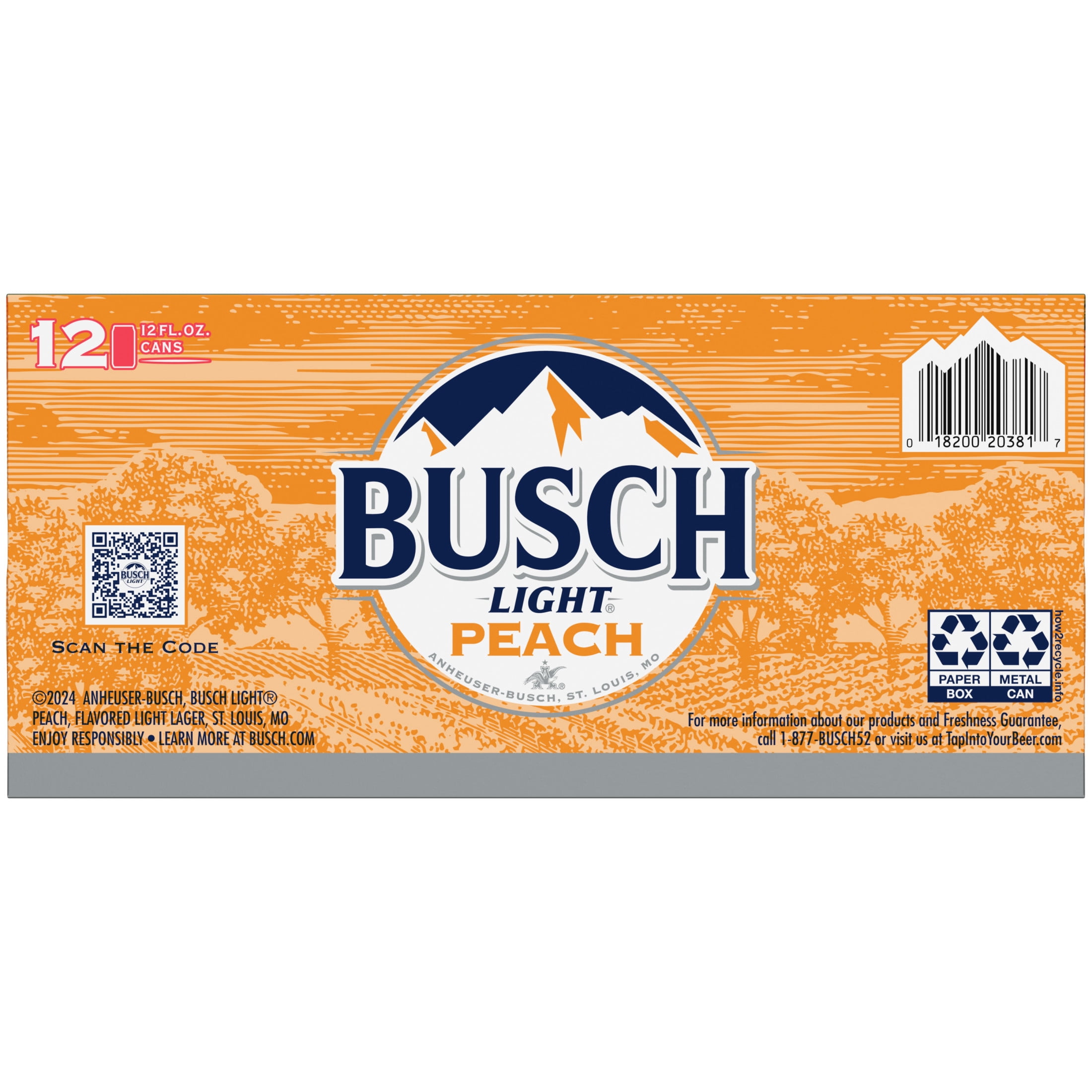 Busch Light Peach American Lager Beer 12 pack 12 fl oz Aluminum Cans 4.1% ABV