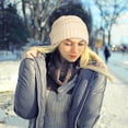 thumbnail image 3 of Tough Headwear Gorro de invierno para mujer – Sombreros de punto de cable de gran tamaño – Gorro de punto grueso cálido para clima frío, 3 of 5