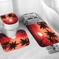 thumbnail image 5 of Hawaiian Sunset Tree Shower Curtain Set, 4PCS Bathroom Sets with Shower Curtain and Bath Mat, Toilet Lid Cover and U Shaped Rugs,72"x72" Polyester Fabric Bathtub Curtain with Hooks, SETZZTE17, 5 of 8