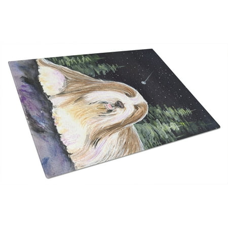 

Caroline s Treasures Starry Night Bearded Collie Glass Cutting Board Large