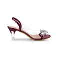thumbnail image 3 of BLISSFUL STEP Women's Flower Rhinestone Slingback Clear Mid Heel Slip On Sandals Burgundy 8, 3 of 7