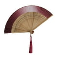 thumbnail image 5 of Ancient Fan Hollow Out with Tassels Vintage Bamboo Folding Fan Decor Ladies Hand Fan Daily Use-Purple, 5 of 7