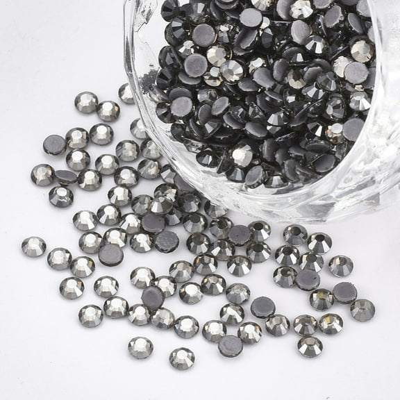 1 bag Hotfix Rhinestone Glass Rhinestone Flat Back Cabochons Half Round Black Diamond SS6 1.9~2x1mm 1440pcs/bag