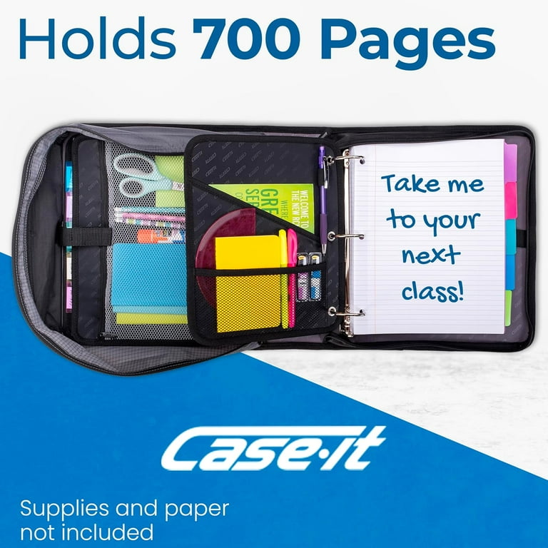 Case-it Universal 2 Set Dual Zipper Binder, 2” D-Ring, Removable