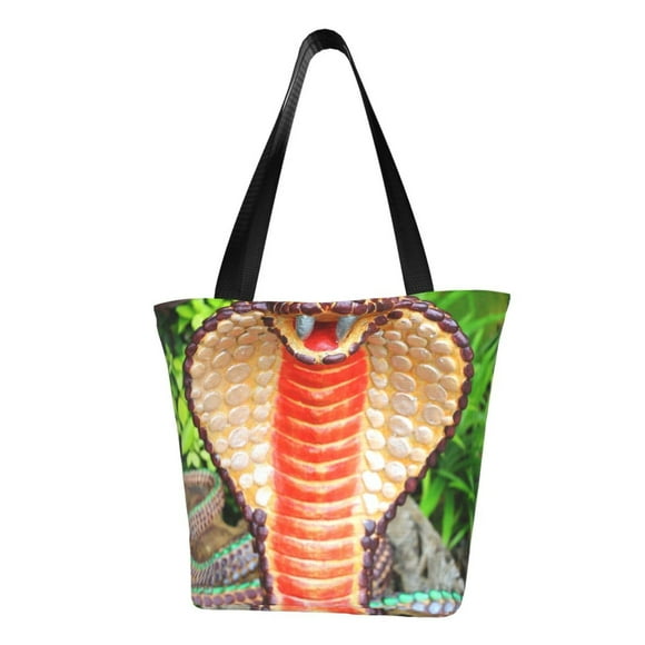 Sikiie Cobra Snake Print Shoulder Bag Casual Hobo Crossbody Tote Bag for Women and Men Large Purse Messenger Bag Travel Work