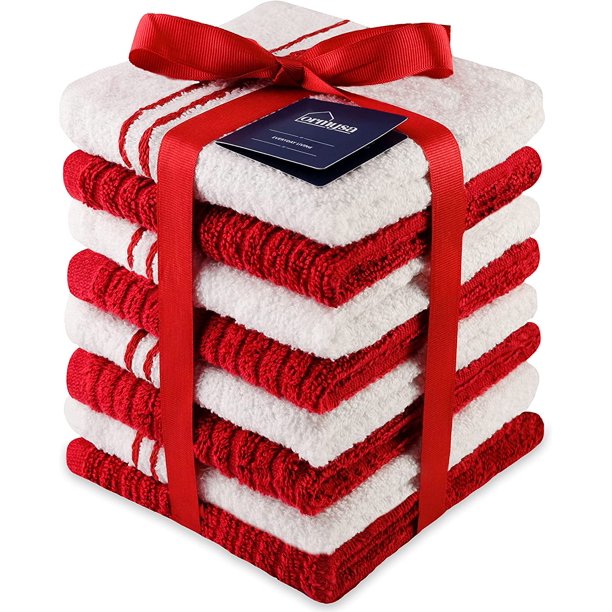 Ormysa Dish Cloths for Washing Dishes, Pack of 8, 12 x 12 in, Terry