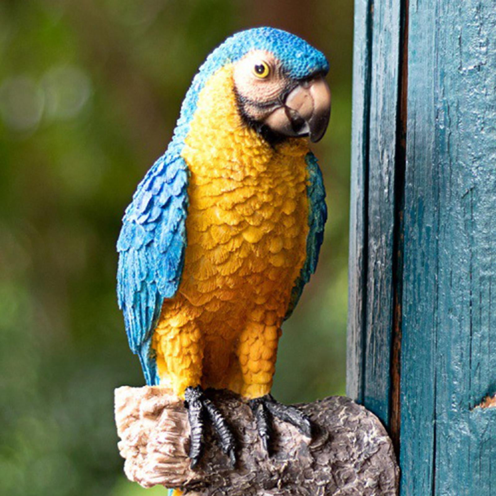 Resin Garden Parrot Statue Wall Mounted DIY Tropical Macaws Wall Sculpture Office Decor Nature Collectors Gifts