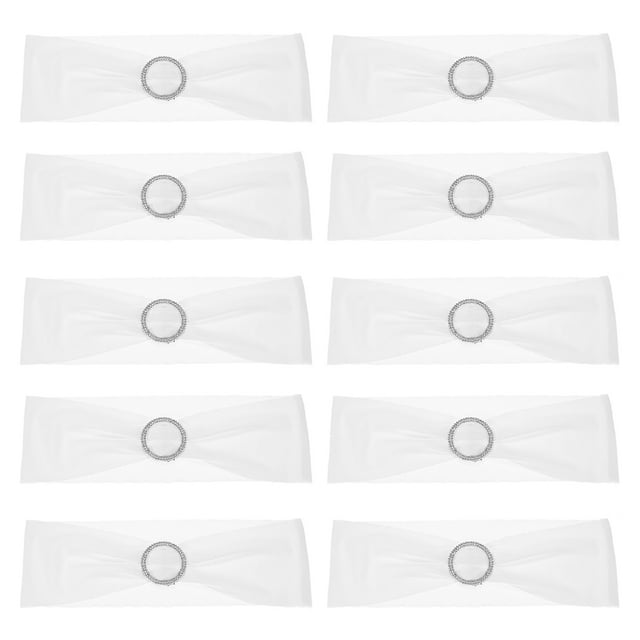 Amdohai 10PCS Wedding Decorations Elastic Spandex Chair Cover Sashes Bows Elastic Chair Bands With Buckle Slider Sashes Bows 7 Colors