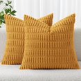 thumbnail image 1 of Chenchen Pack of 2 Corduroy Decorative Throw Pillow Covers 16x16 Inch Soft Boho Striped Pillow Covers Modern Farmhouse Home Decor for Summer Sofa Living Room Couch Bed Gold Yellow, 1 of 1