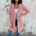 thumbnail image 2 of Wuxian Women Overcoat Long Length Plus Size Button Down Turndown Collar Solid Color Jacket Long Sleeve With Pockets Fall Winter Casual Outerwear,Pink,XXXXL, 2 of 6