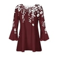 thumbnail image 4 of Birdeem Blouses pour Femmes Décontractées Imprimées à Boutons Taille Plissée Évasée Manches 3/4, 4 of 12