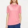 thumbnail image 2 of JGGSPWM T-Shirt de Golf pour Femme à Manches Courtes Décontracté Classique à Col Boutonné Mode Uni Doux Uni Été Basique Grande Taille Haut Rose G, 2 of 8