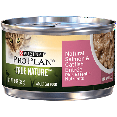 Purina Pro Plan Natural Wet Cat Food, TRUE NATURE Natural Salmon & Catfish Entree in Sauce - (24) 3 oz. Pull-Top