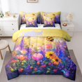 thumbnail image 1 of YST Cute Honey Bee Bedding Comforter Set 7 Pieces Wildlife Spring Garden for Kids, Full, 1 of 4