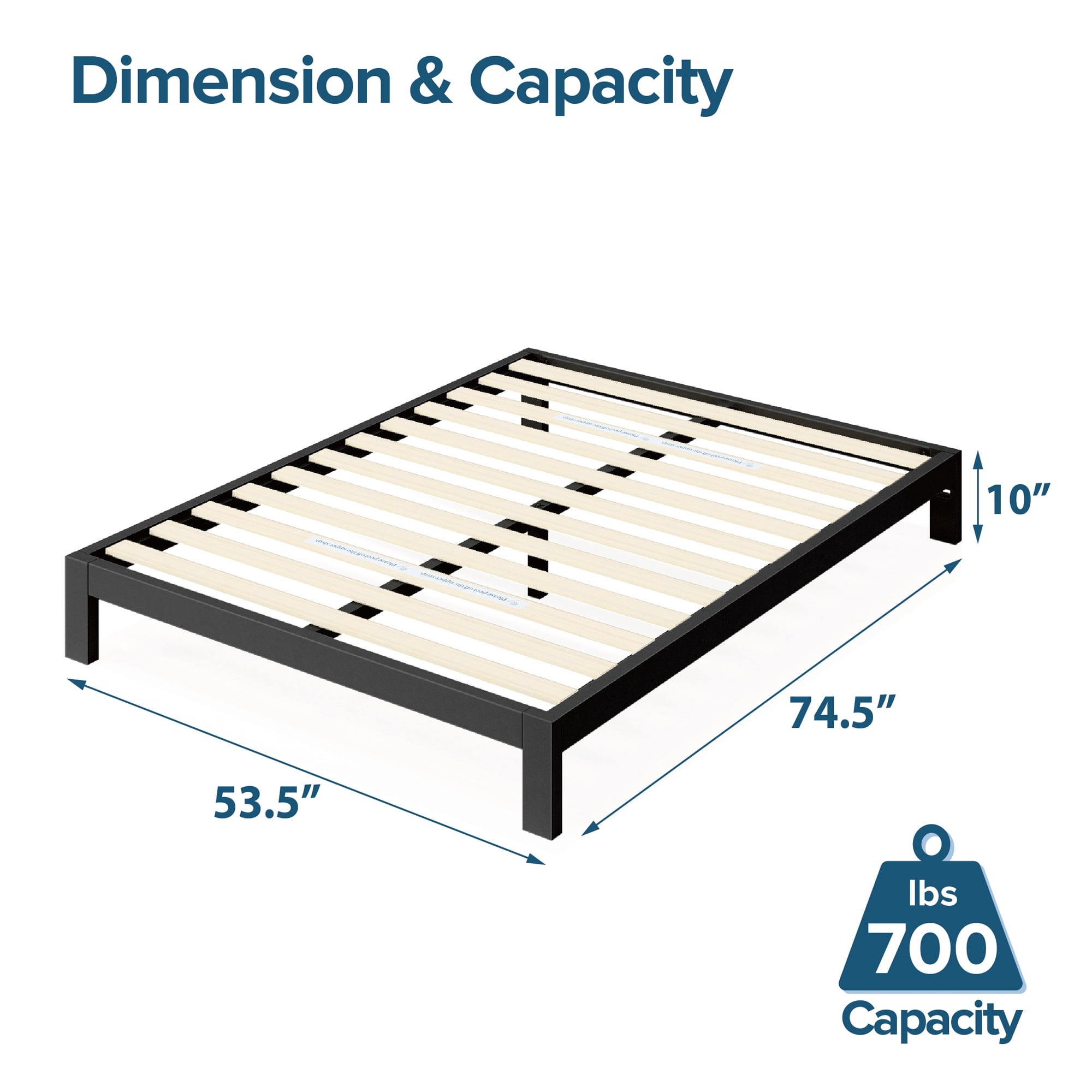 Zinus Arnav 10" Black Metal Platform Bed Frame, Full