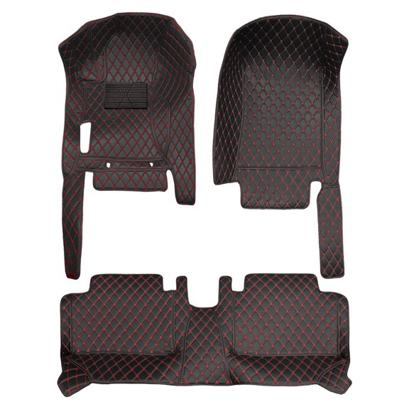 Leadwolf Car floor mats for Mercedes-Benz for GLC 2016–2022 Leather Auto Liners waterproof All Weather Anti-Slip Automotive Floor Mats Black and Red 3pcs