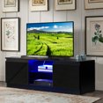 thumbnail image 4 of Costway High Gloss LED TV Stand Unit Cabinet Media Console Furniture w/ Shelves, 4 of 10