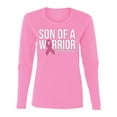 thumbnail image 2 of Wild Bobby Son of A Warrior Breast Cancer Ribbon Breast Cancer Awareness Women Graphic Long Sleeve Tee, Light Pink, XX-Large, 2 of 6