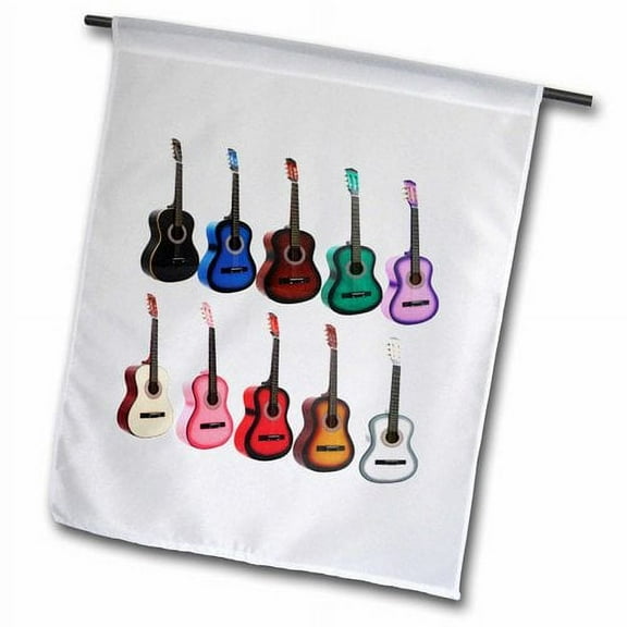 3dRose, Colorful Guitars, 18 x 27 inch Garden Flag